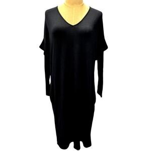 NWT!! Black Layered, Long sleeve, T- Shirt Dress,Size XS, UNBF,Slit in Back,Goth